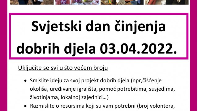 Obilježite Svjetski dan činjenja dobrih djela u svojoj županiji